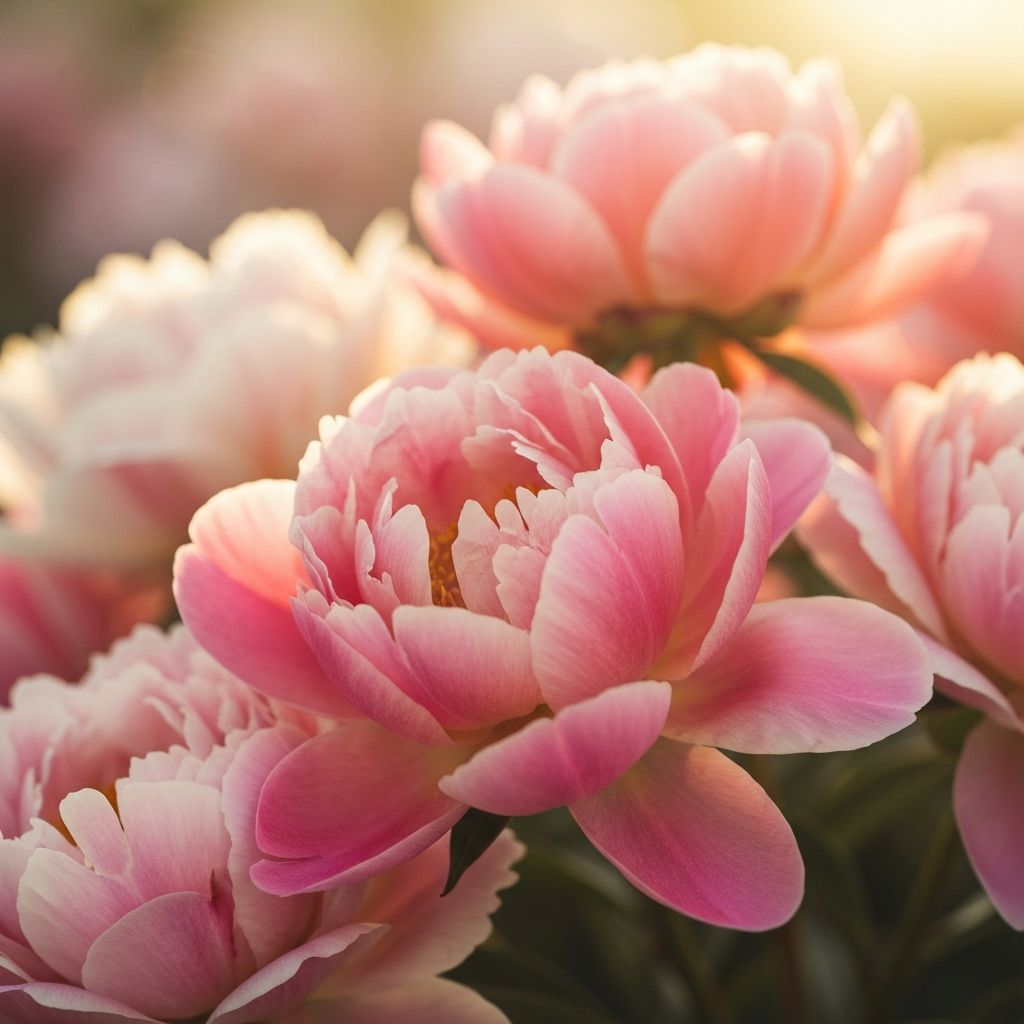 Soft pink peonies in bloom